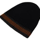 Elegant Charcoal Striped Cashmere Beanie