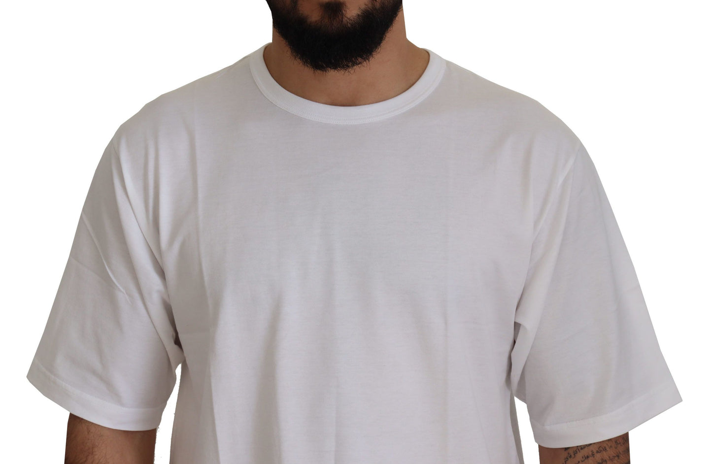 Elegant White Cotton Crew Neck Tee