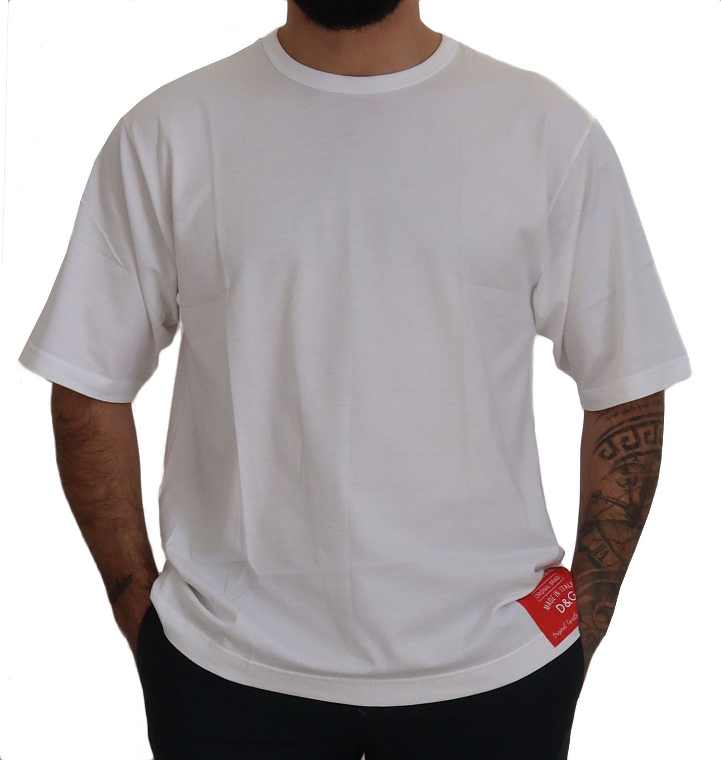 Elegant White Cotton Crew Neck Tee