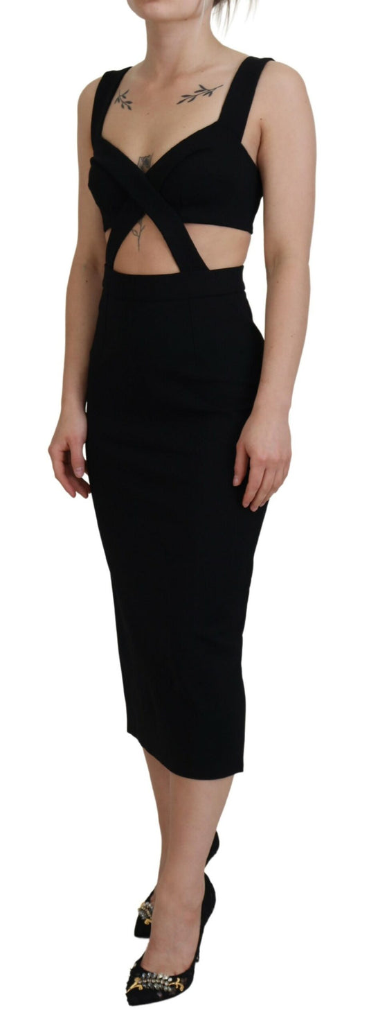 Elegant Black Midi Sheath Dress