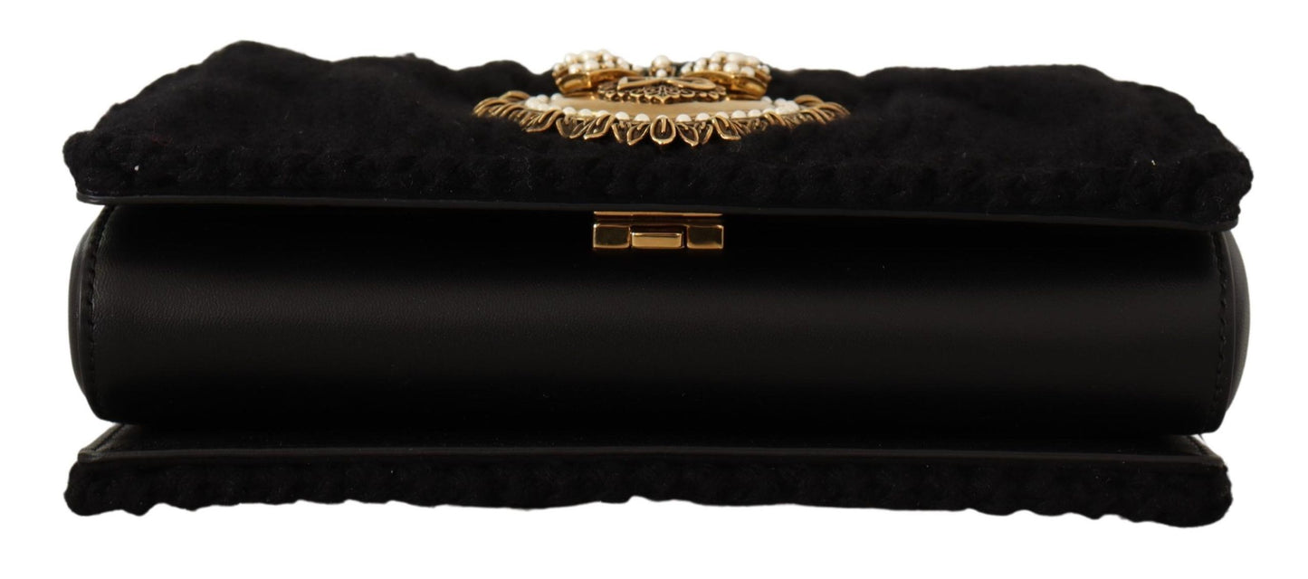 Sumptuous Black Wool-Cashmere Shoulder Bag