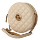 Elegant White Nappa Leather Round Shoulder Bag