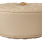 Elegant White Nappa Leather Round Shoulder Bag