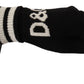 Elegant Cashmere Knit Black Gloves