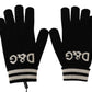 Elegant Cashmere Knit Black Gloves