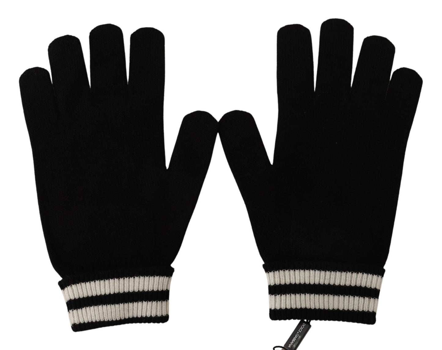 Elegant Cashmere Knit Black Gloves