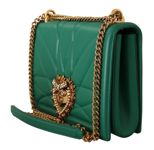 Devotion Leather Shoulder Purse in Lush Green