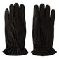 Black Peace Sign Leather Gloves
