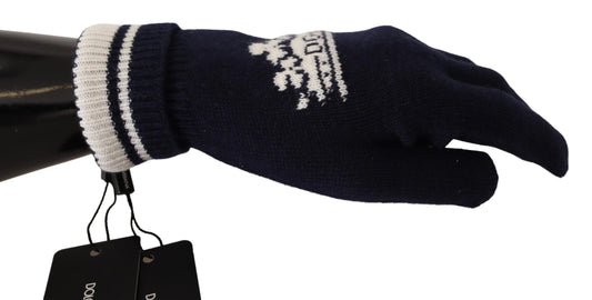 Elegant Cashmere Gloves with Byzantine Crown Pattern