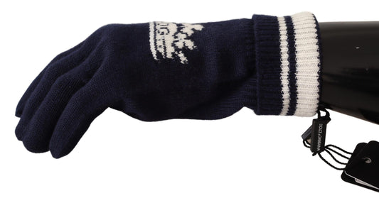 Elegant Cashmere Gloves with Byzantine Crown Pattern