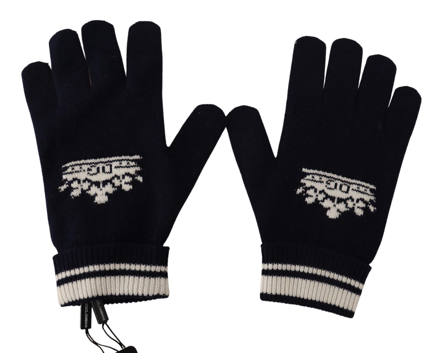 Elegant Cashmere Gloves with Byzantine Crown Pattern