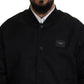 Elegant Black Nylon Bomber Jacket