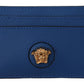 Elegant Blue Leather Card Holder Wallet