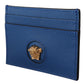 Elegant Blue Leather Card Holder Wallet