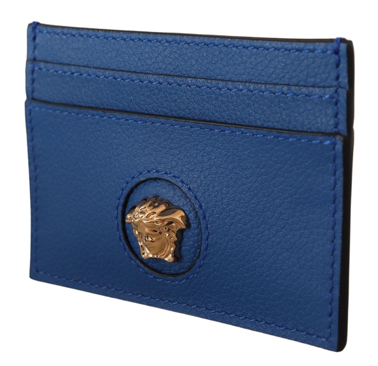 Elegant Blue Leather Card Holder Wallet