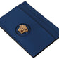 Elegant Blue Leather Card Holder Wallet