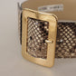 Brown Exotic Wide Waist Leather Gold Metal Buckle Belt