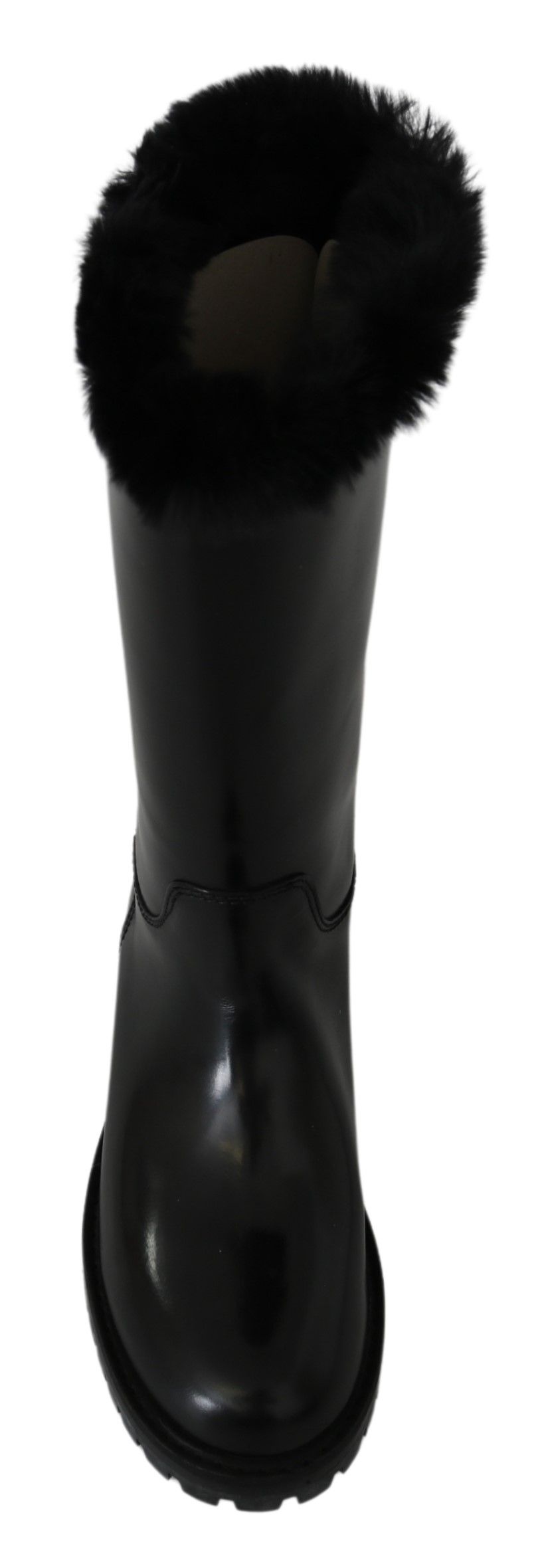 Elegant Black Leather Flat Boots