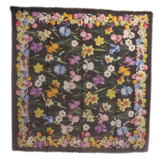 Elegant Floral Cashmere Silk Scarf