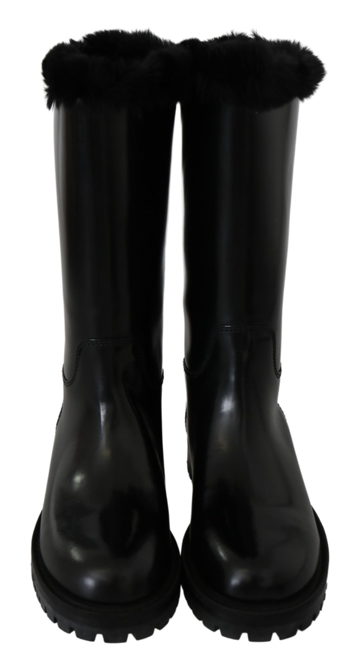 Elegant Black Leather Flat Boots