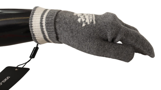 Elegant Cashmere Gloves with Crown Motifs