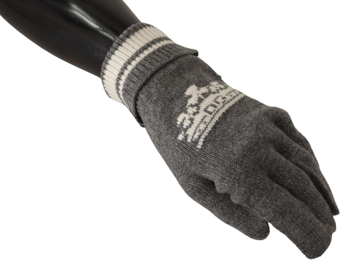 Elegant Cashmere Gloves with Crown Motifs