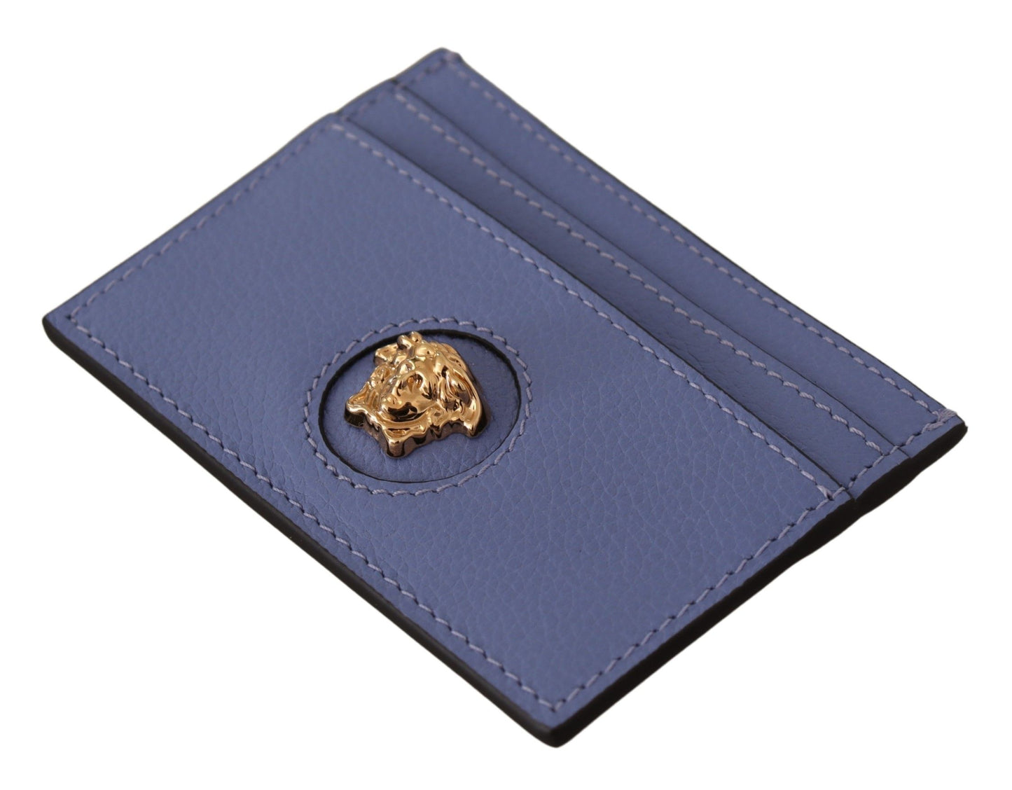 Elegant Light Blue Calf Leather Card Holder