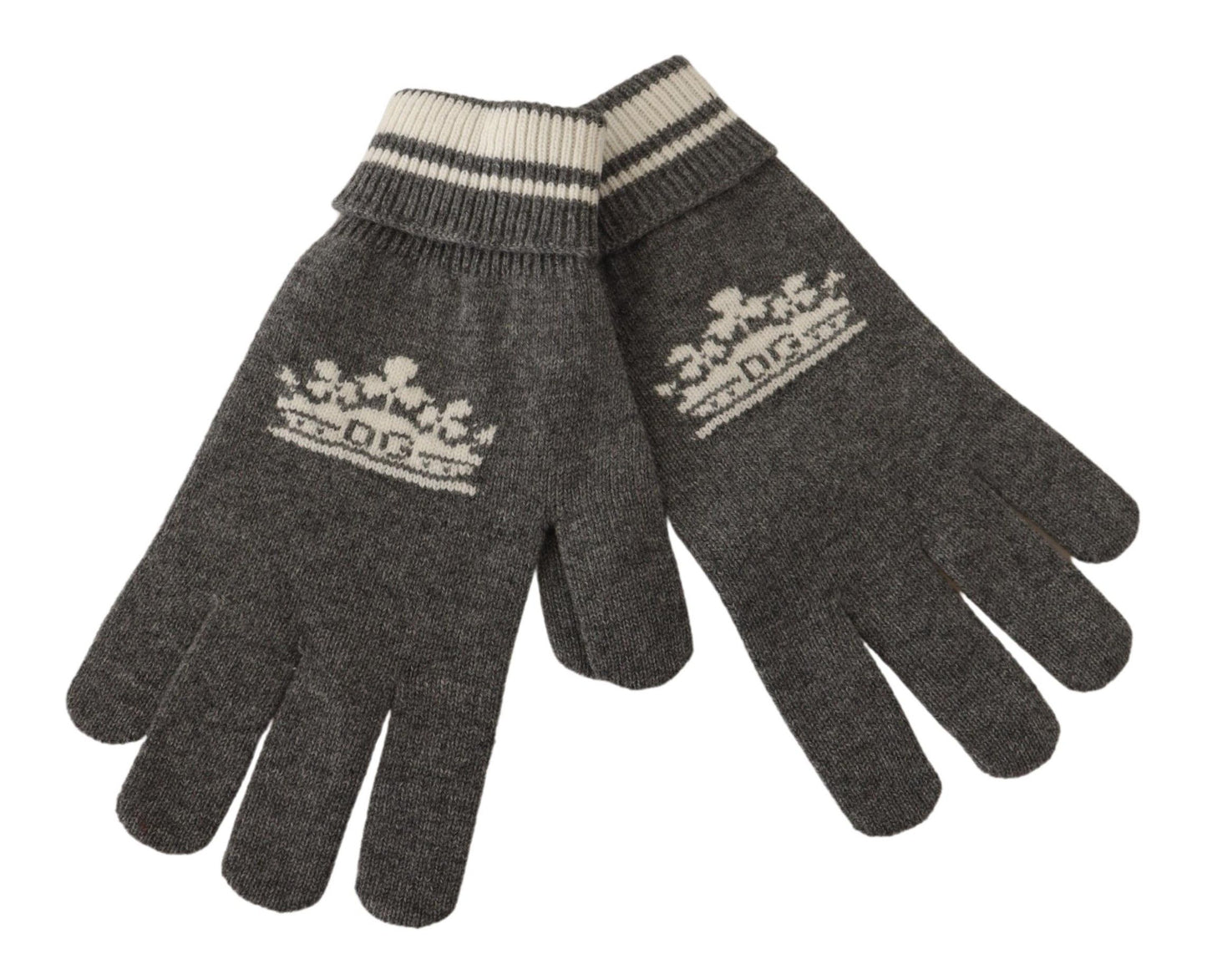 Elegant Cashmere Gloves with Crown Motifs