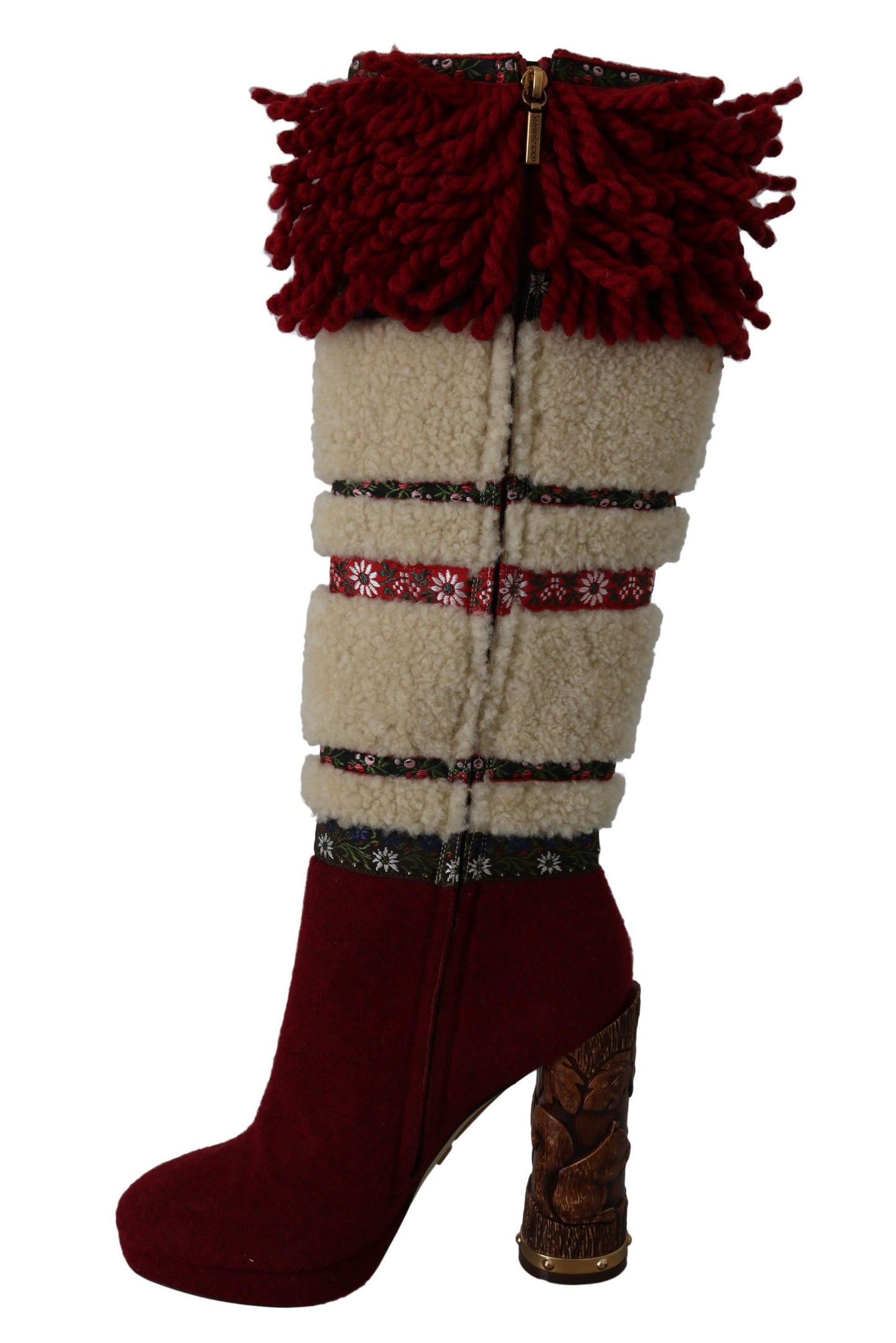 Chic Multicolor Shearling High Heel Boots