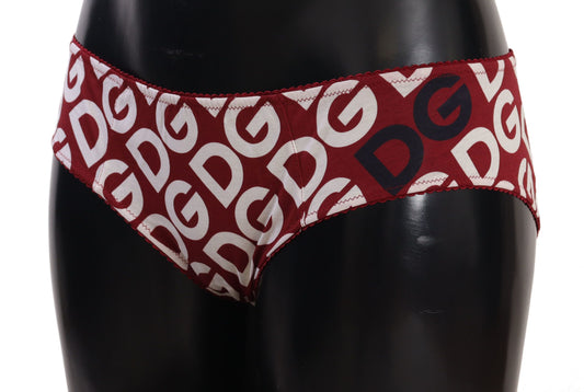 Chic Maroon White Logo Swim Bottoms