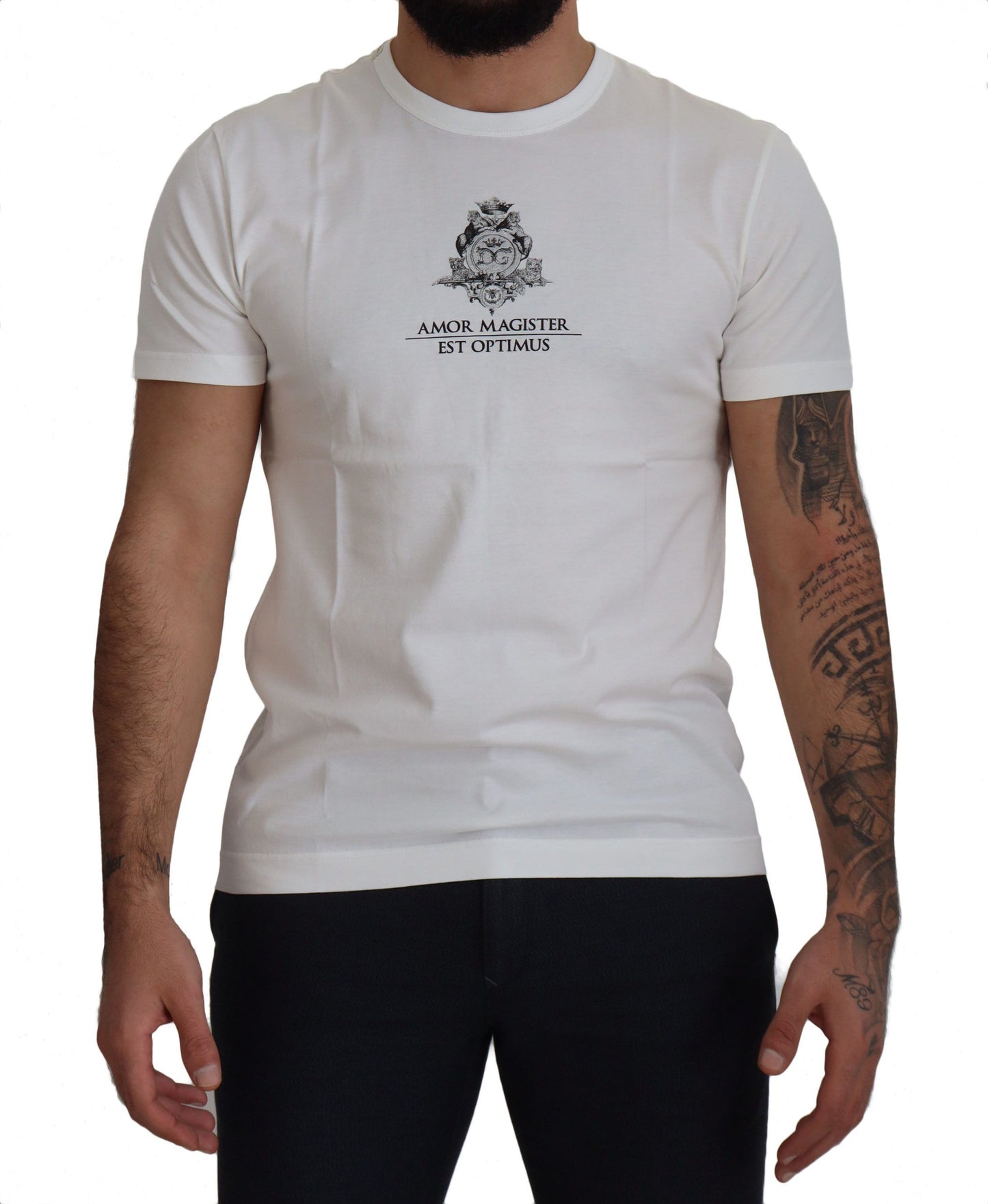 White Logo Cotton Amor Magister T-shirt