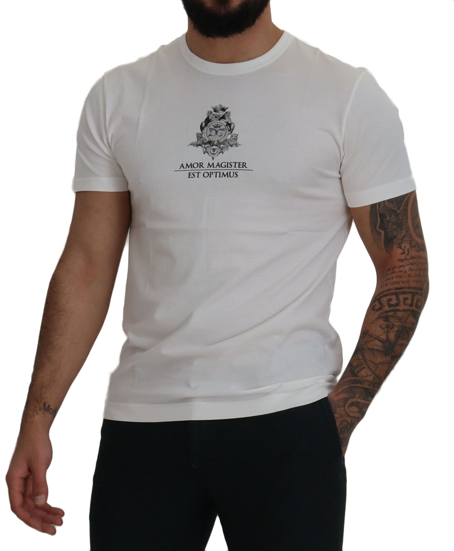 White Logo Cotton Amor Magister T-shirt