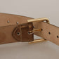 Bronze Leather Belt with Gold-Toned Buckle