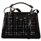 Elegant Monochrome Shoulder Purse with Pearl Detail