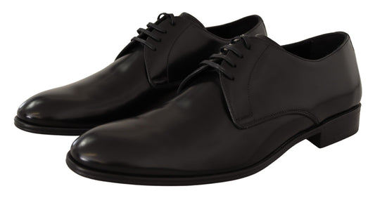 Elegant Black Leather Derby Shoes