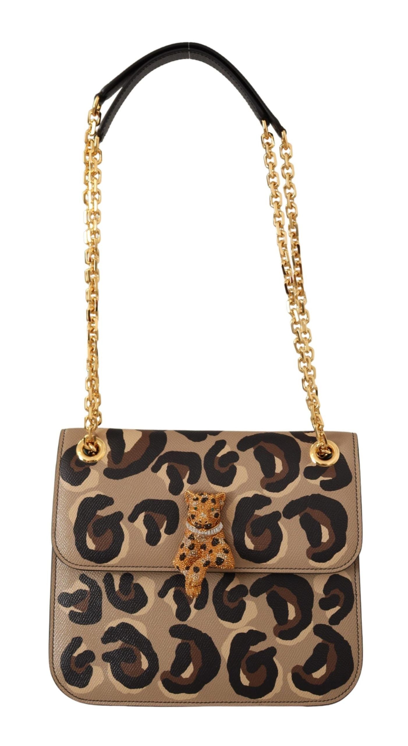 Elegant Leopard Print Leather Evening Bag