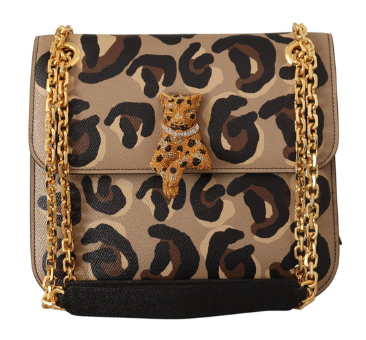 Elegant Leopard Print Leather Evening Bag