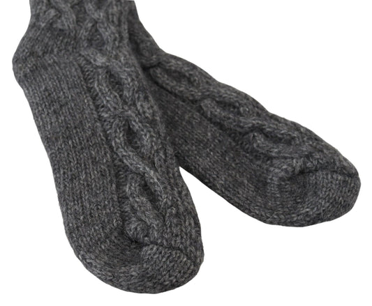 Classic Grey Wool-Blend Italian Socks