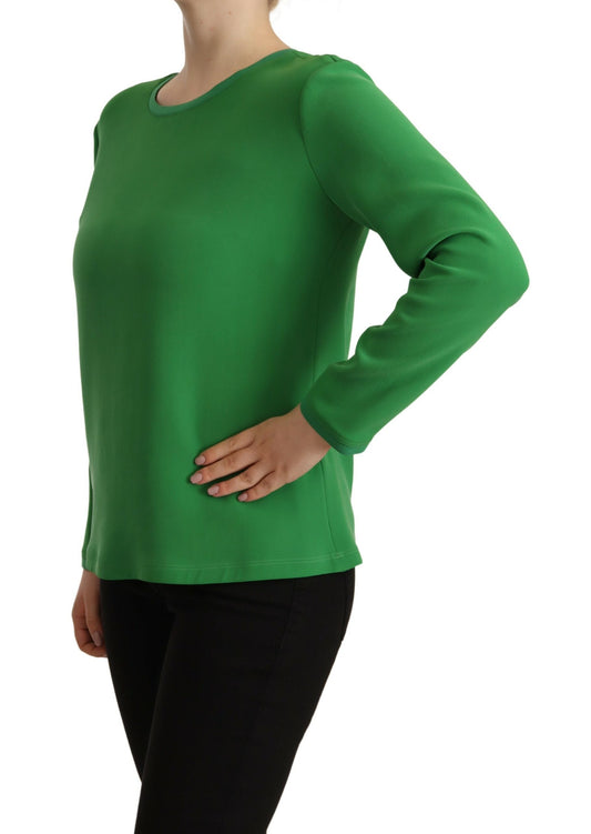 Elegant Silk Long Sleeve Sweater in Lush Green