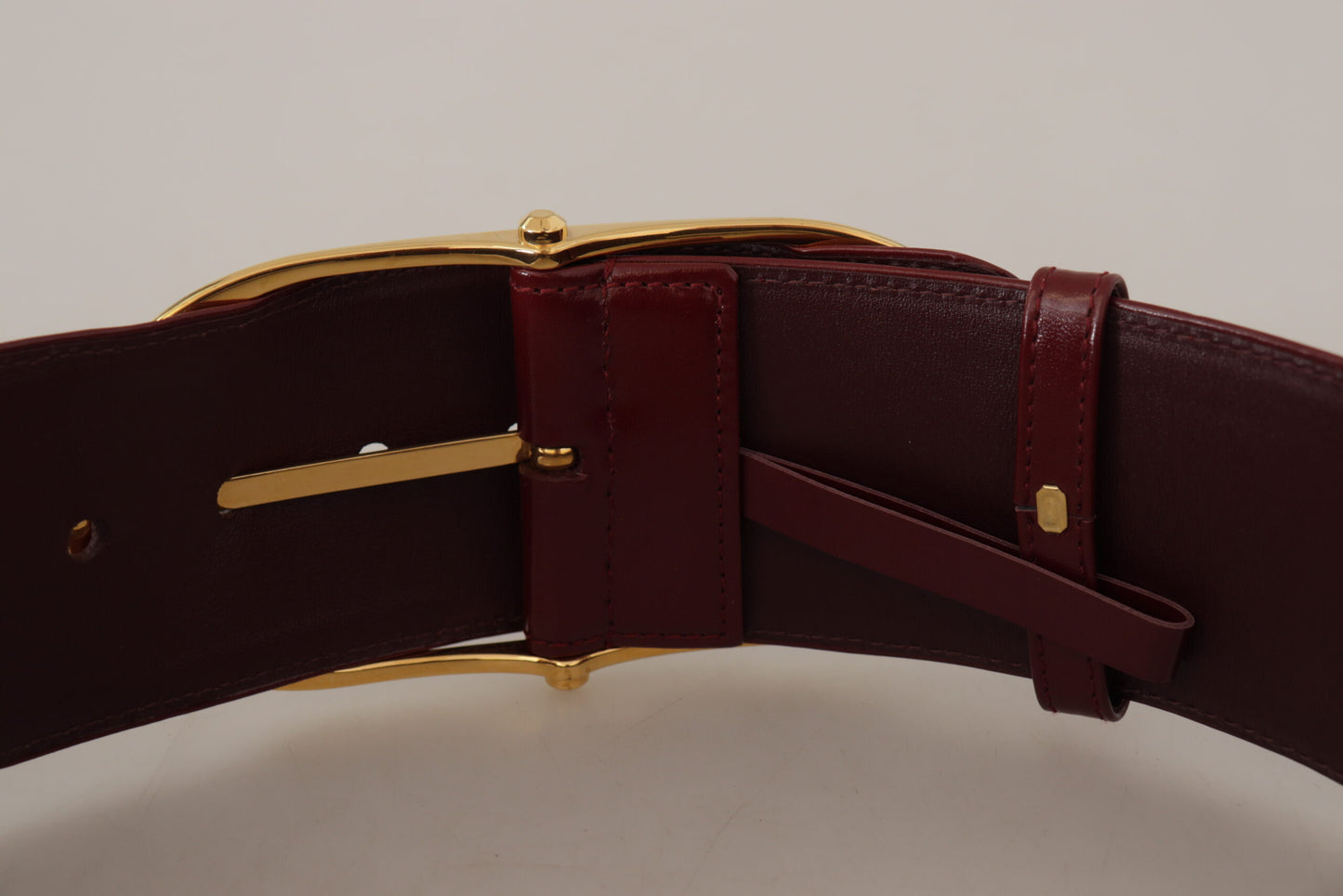 Engraved Logo Maroon Leather Belt