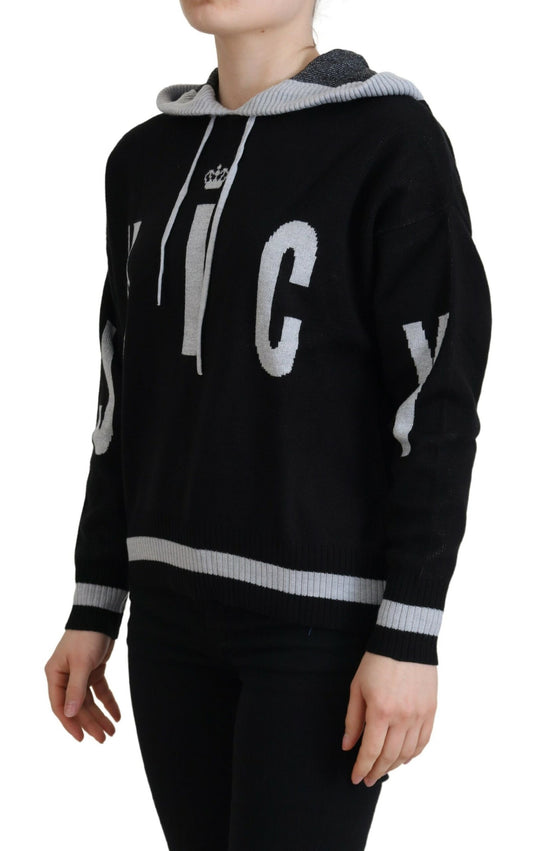 Elegant Black Logo Pullover Sweater