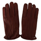 Winter Elegance Leather Gloves - Chic Brown