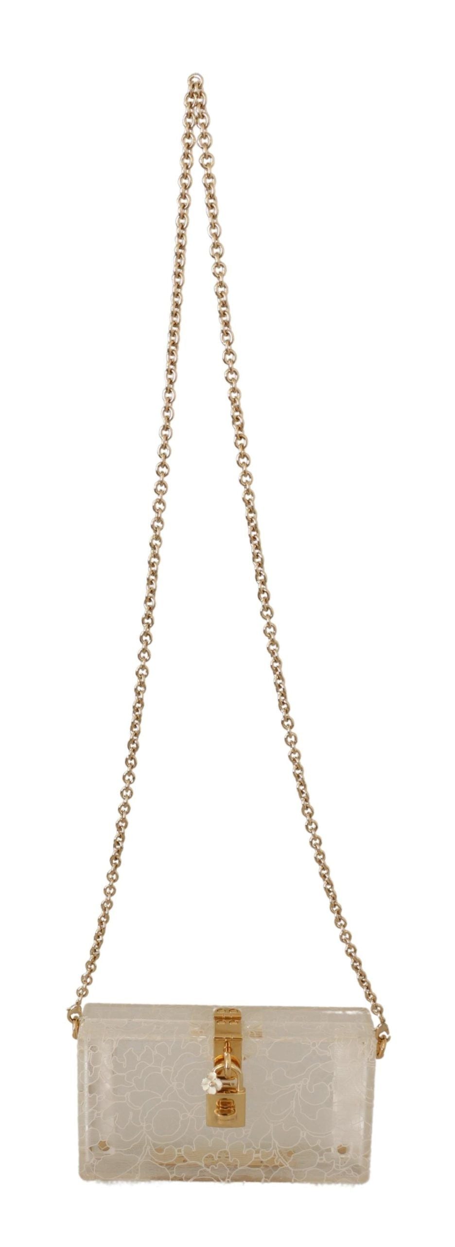 Chic White Box Clutch with Detachable Gold Chain