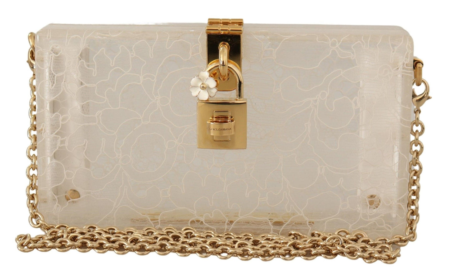 Chic White Box Clutch with Detachable Gold Chain