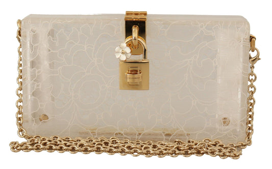 Chic White Box Clutch with Detachable Gold Chain