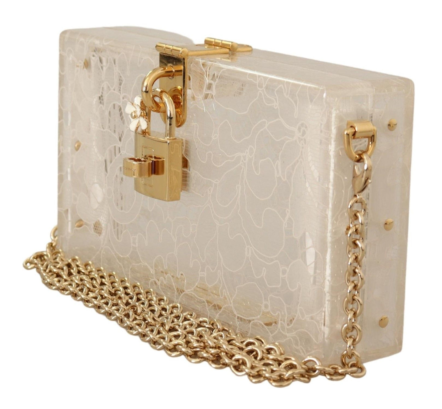 Chic White Box Clutch with Detachable Gold Chain