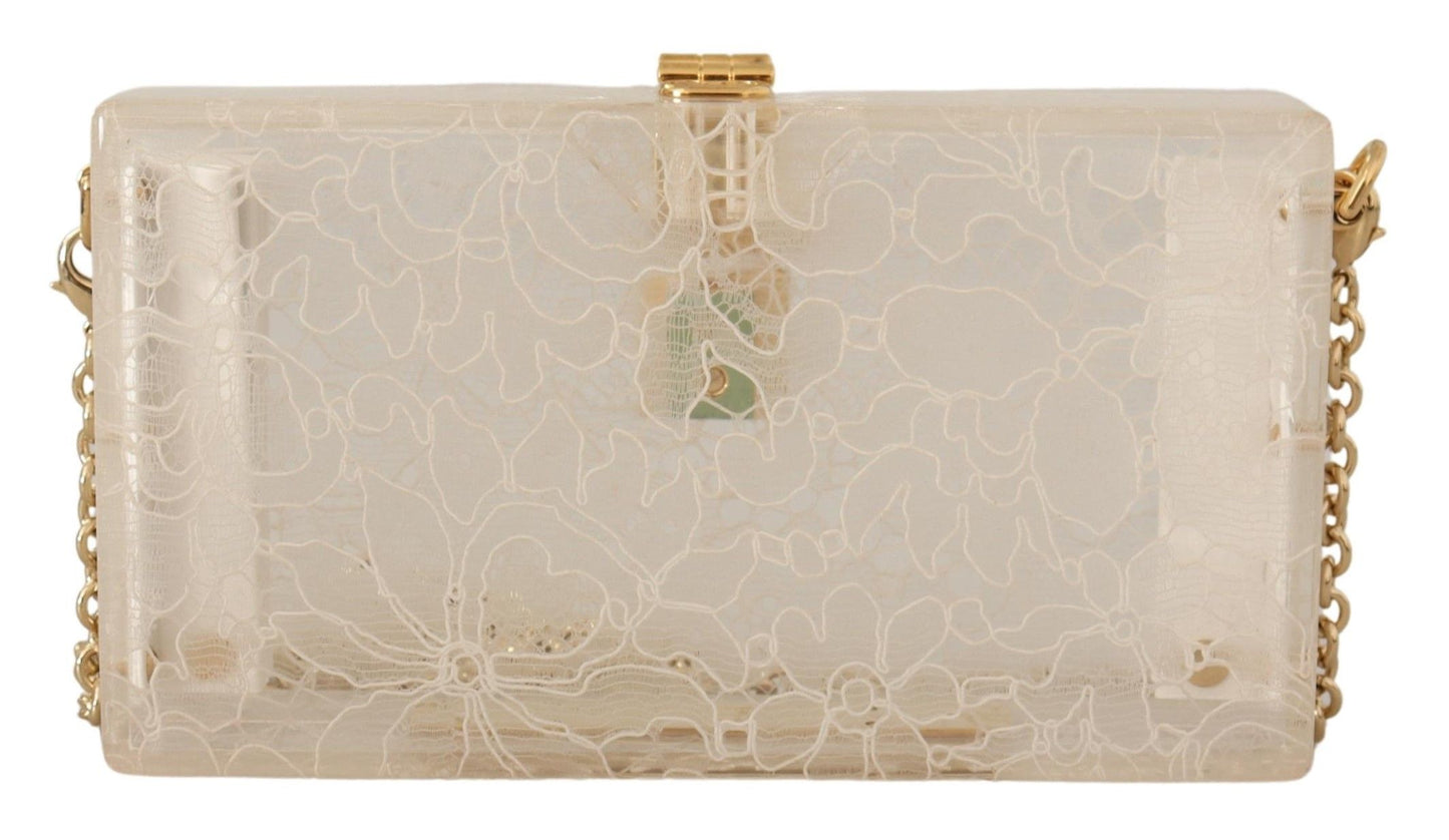 Chic White Box Clutch with Detachable Gold Chain