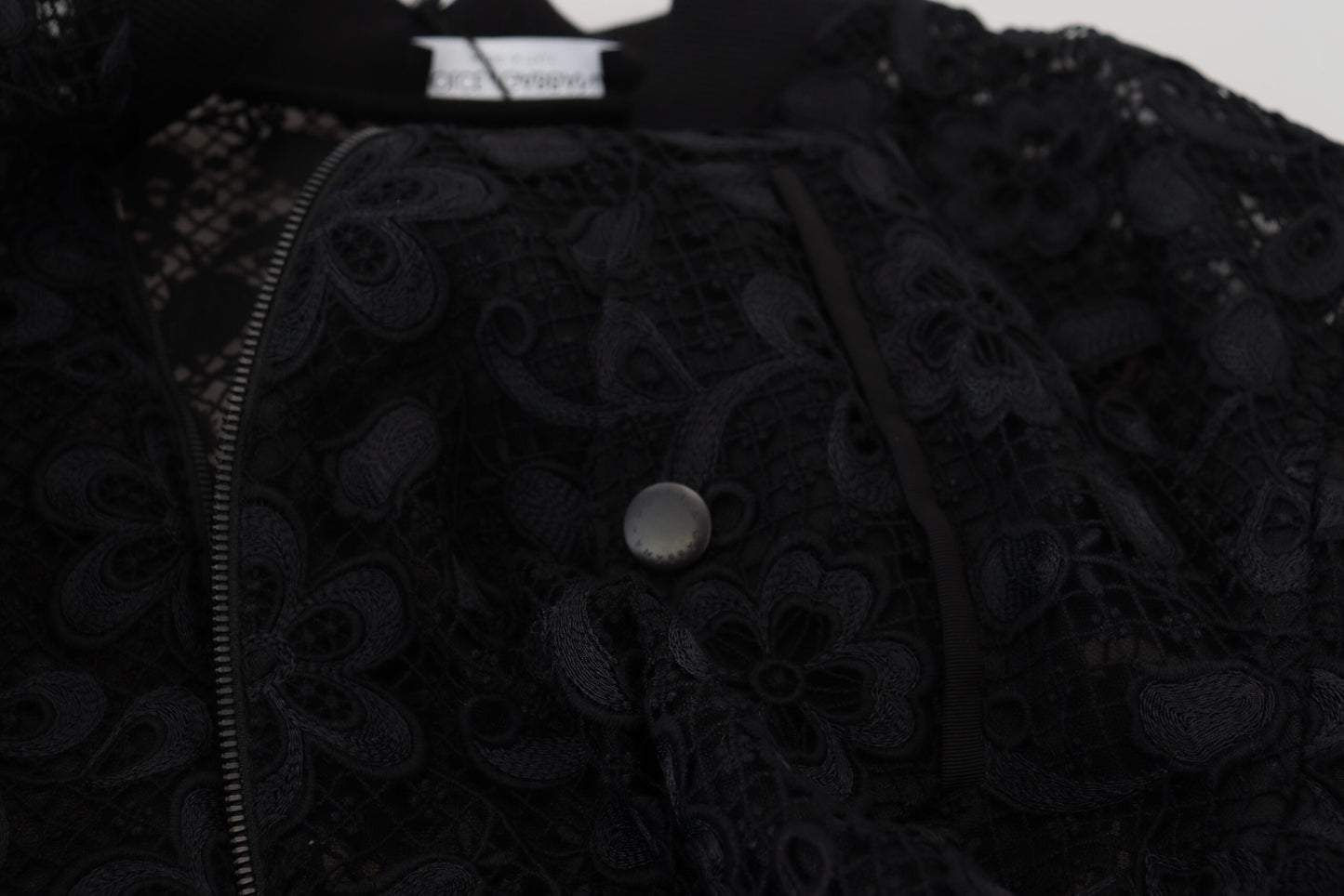 Black Floral Lace Bomber Jacket