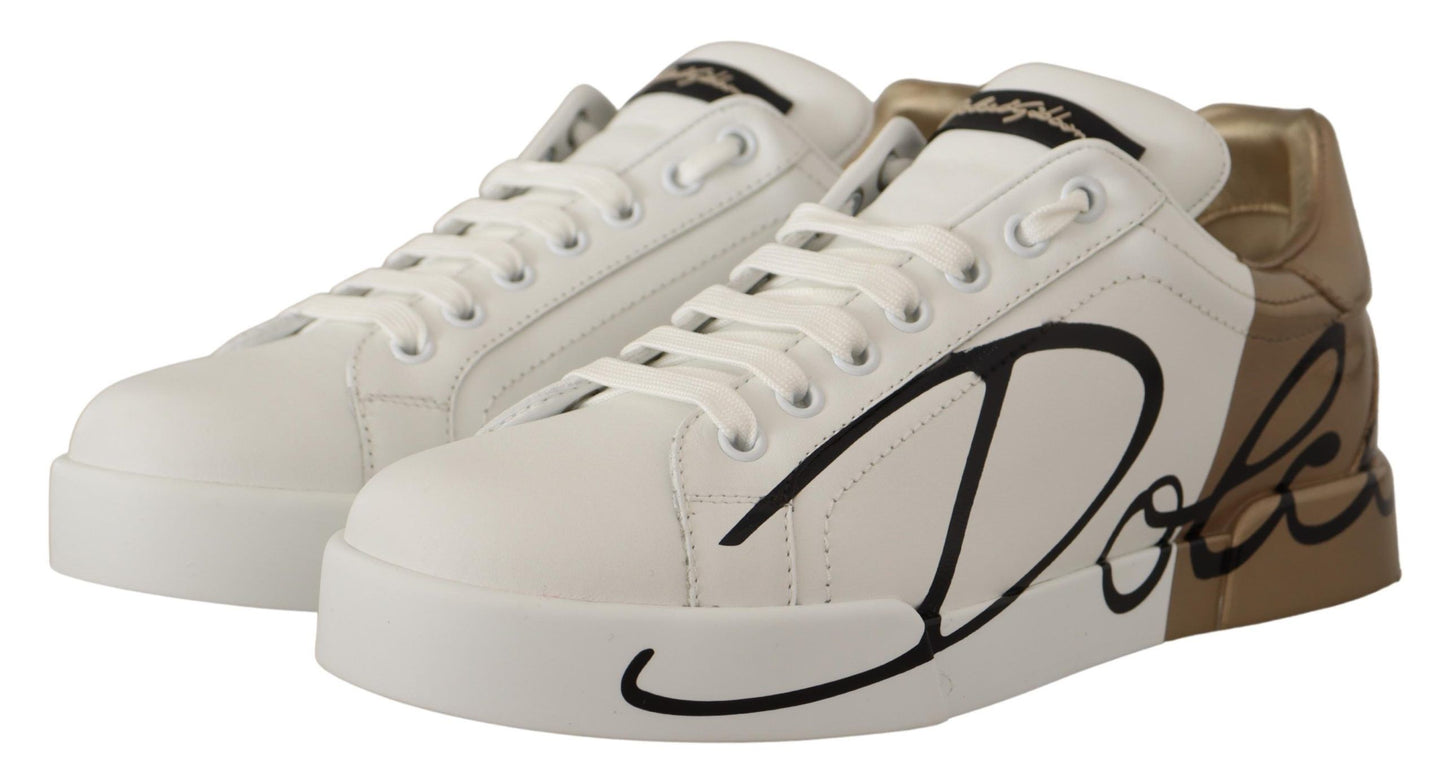 Elegant White Gold Portofino Sneakers