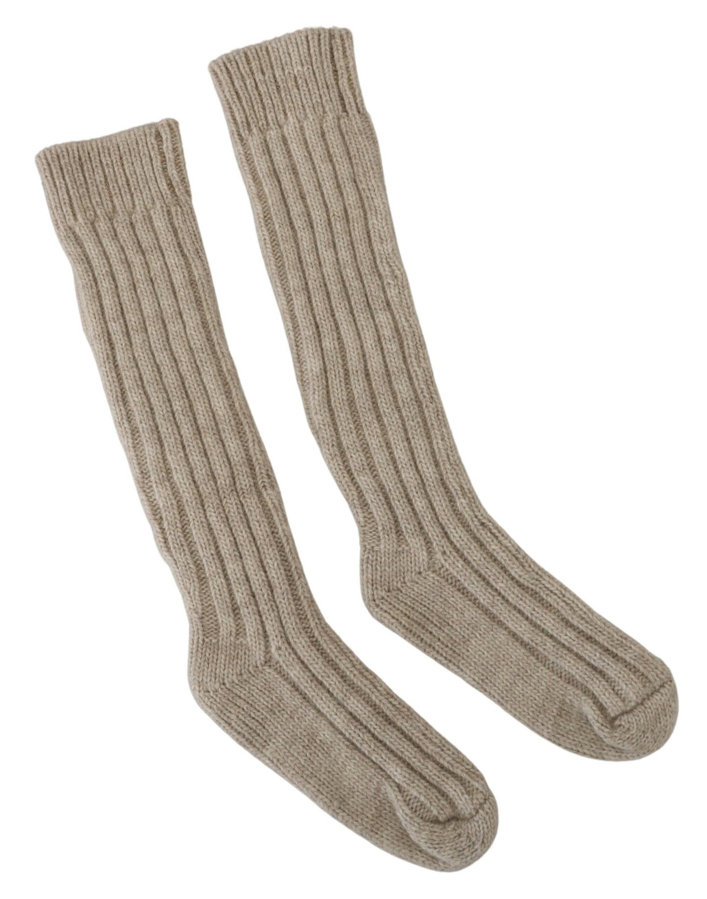 Chic Beige Knit Calf Socks